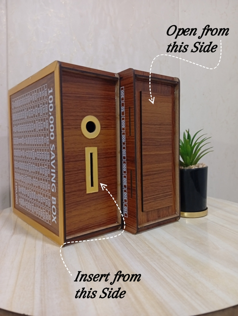 100,000 Saving Challenge Box – Wooden Money Saving Box with Amount Chart