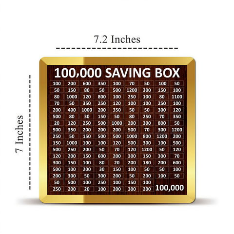 100,000 Saving Challenge Box – Wooden Money Saving Box with Amount Chart