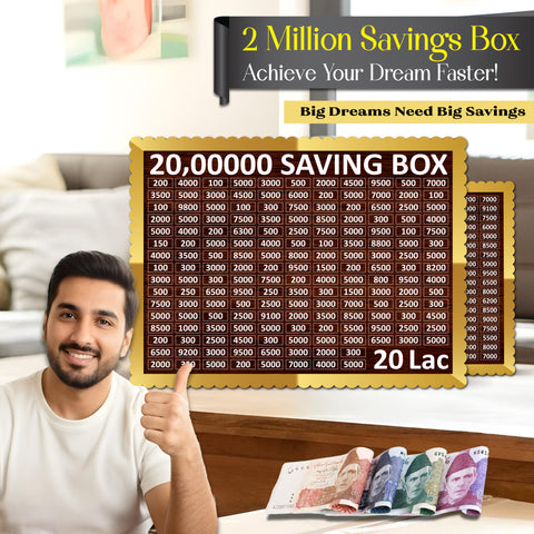 2 Million Saving Challenge Box – Wooden Money Saving Box with Amount Chart