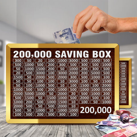 2 Lac Saving Challenge Box – Wooden Money Saving Box with Amount Chart