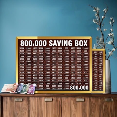 8 Lac Saving Challenge Box – Wooden Money Saving Box with Amount Chart