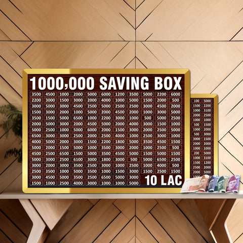 10 Lac Saving Challenge Box – Wooden Money Saving Box with Amount Chart
