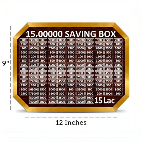 1.5 Millions Saving Challenge Box – Wooden Money Saving Box with Amount Chart