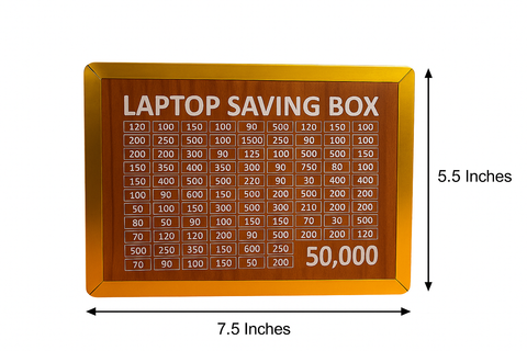 50,000 Saving Challenge Box – Wooden Laptop Saving Box with Amount Chart