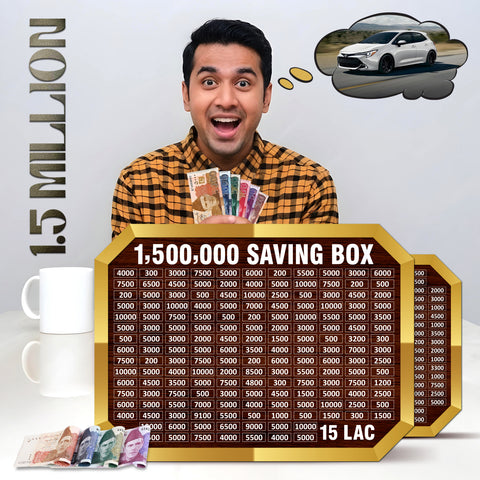 1.5 Millions Saving Challenge Box – Wooden Money Saving Box with Amount Chart