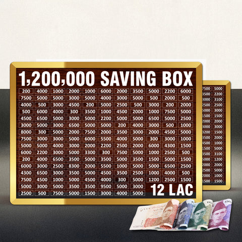 12 Lac Saving Challenge Box – Wooden Money Saving Box with Amount Chart