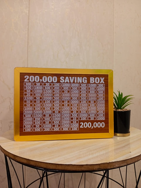 2 Lac Saving Challenge Box – Wooden Money Saving Box with Amount Chart