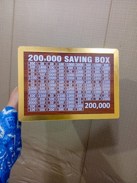 2 Lac Saving Challenge Box – Wooden Money Saving Box with Amount Chart