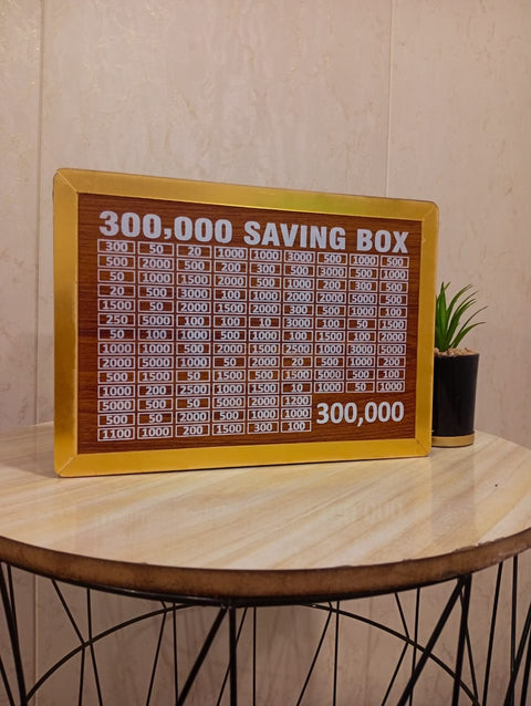 3 Lac Saving Challenge Box – Wooden Money Saving Box with Amount Chart