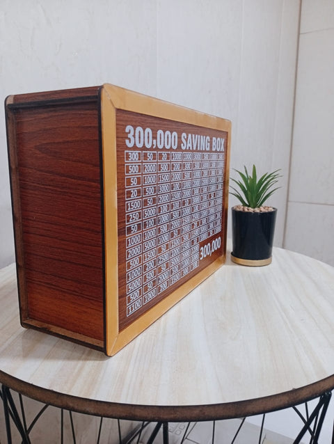 3 Lac Saving Challenge Box – Wooden Money Saving Box with Amount Chart