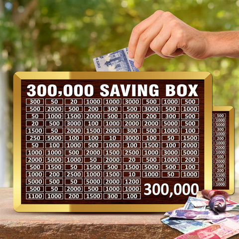 3 Lac Saving Challenge Box – Wooden Money Saving Box with Amount Chart