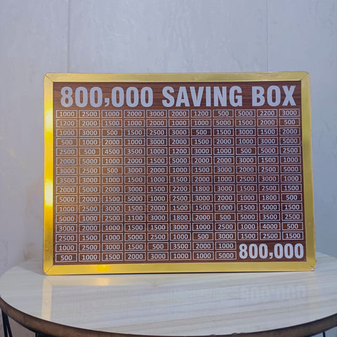 8 Lac Saving Challenge Box – Wooden Money Saving Box with Amount Chart