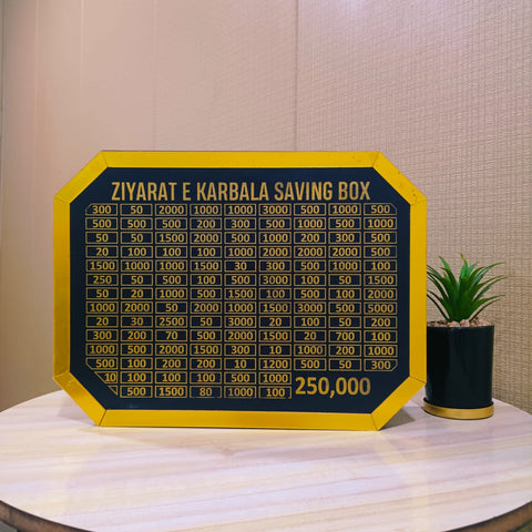 Ziyarat E Karbala Savings Tracker Box | Goal Savings Board - Save Rs. 250,000 for Hajj/Umrah/Ziyarat Trip | Islamic Gift