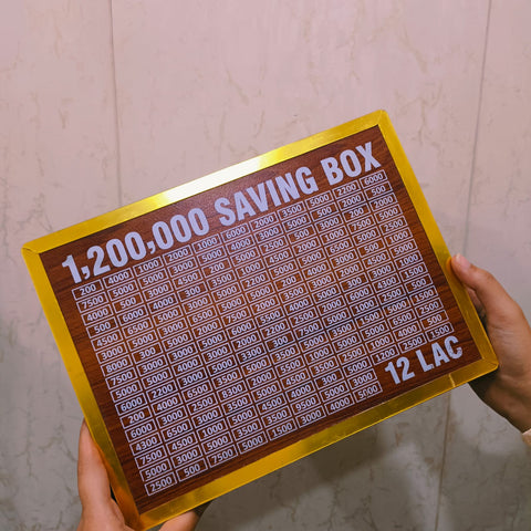 12 Lac Saving Challenge Box – Wooden Money Saving Box with Amount Chart