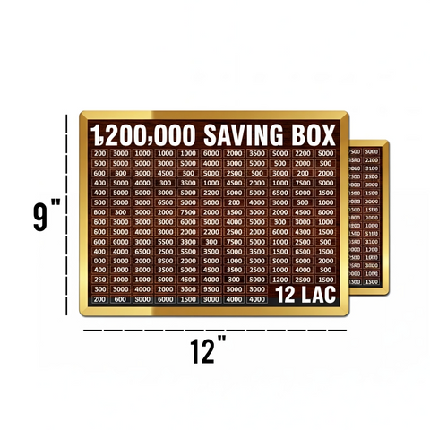 12 Lac Saving Challenge Box – Wooden Money Saving Box with Amount Chart