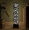 Modern Floral Cutout LED TableLamp – Wooden Vertical Pillar Standing Lamp Light